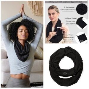 Beyond Yoga Black Infinity Scarf with Pocket